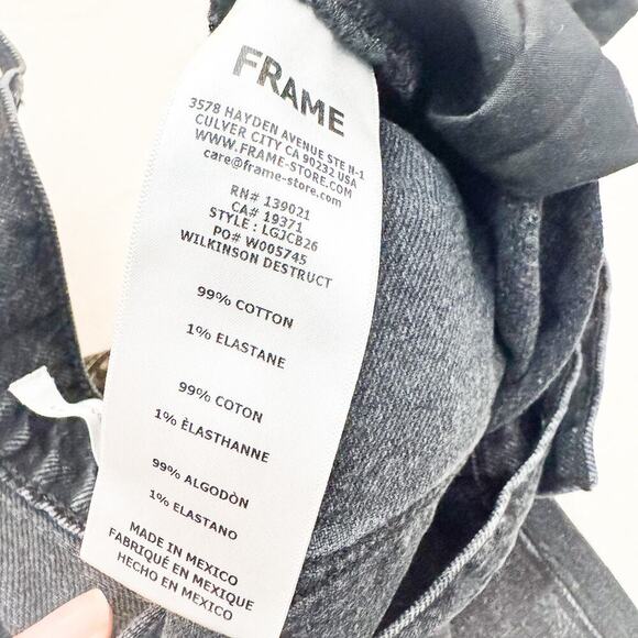 Frame Le Garçon Crop Wilkinson Destruct Charcial Denjm Jeans Size 32 - Picture 7 of 8